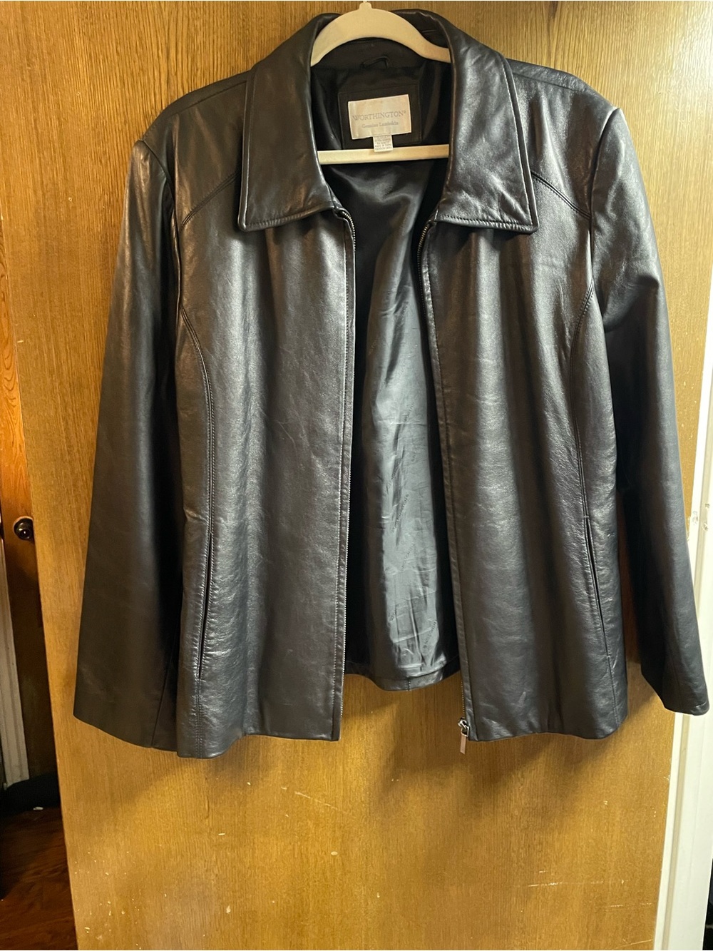 Worthington Black Leather Zip Jacket with Classic Collar
